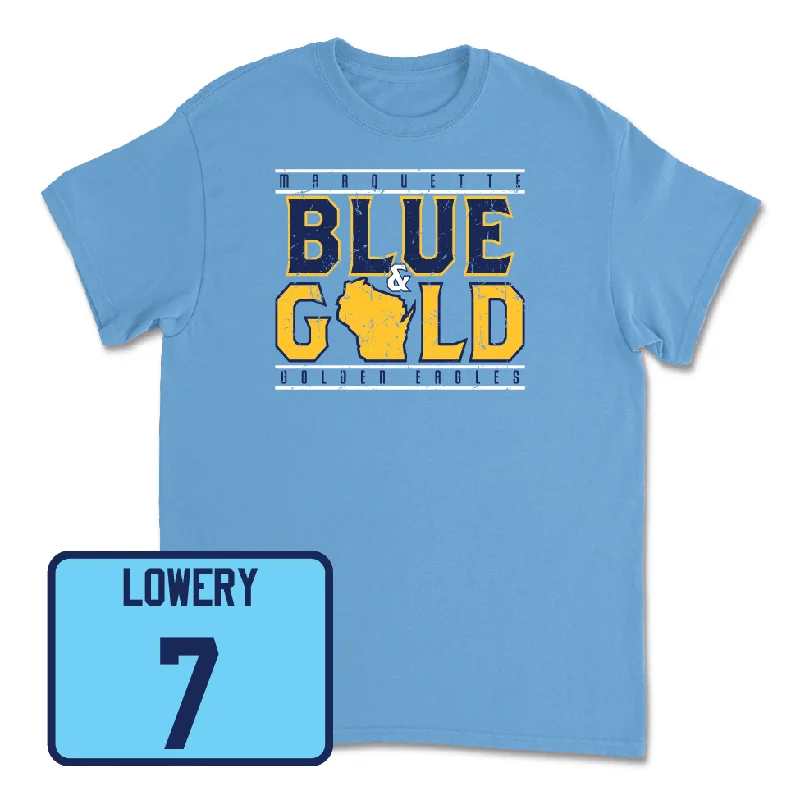 Men's basketball T-shirt long sleeve option -Championship Blue Men's Basketball Marquette Tee - Zaide Lowery