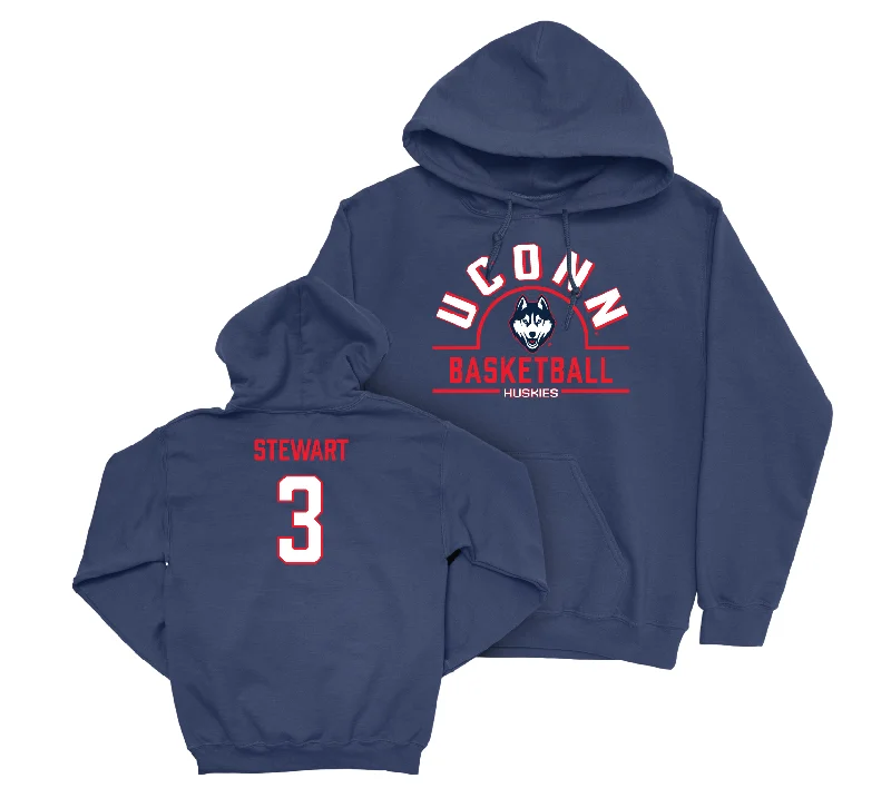 Men's hoodies performance-style -UConn Men's Basketball Arch Navy Hoodie - Jaylin Stewart | #3