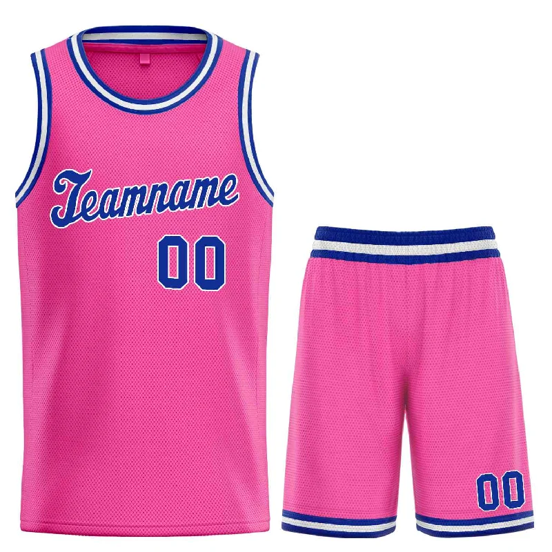 Men's basketball uniform pro design -Custom Pink Royal-White Classic Sets Sports Uniform Basketball Jersey