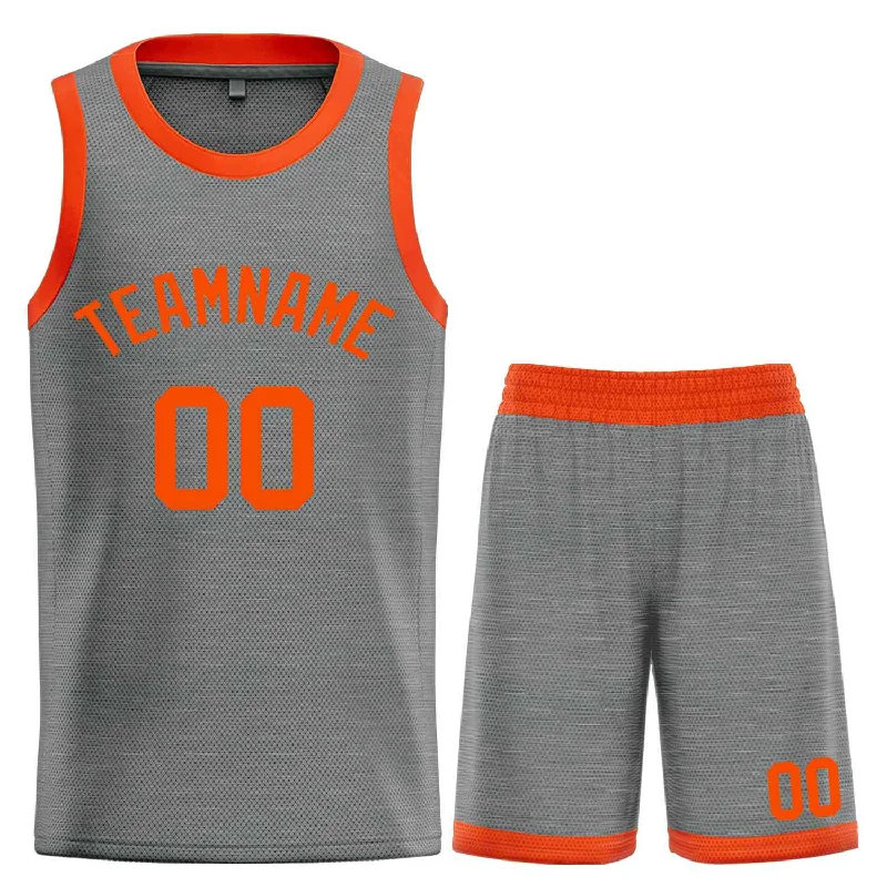 Men's basketball uniform team merchandise -Custom Dark Gray Orange Classic Sets Bull Basketball Jersey