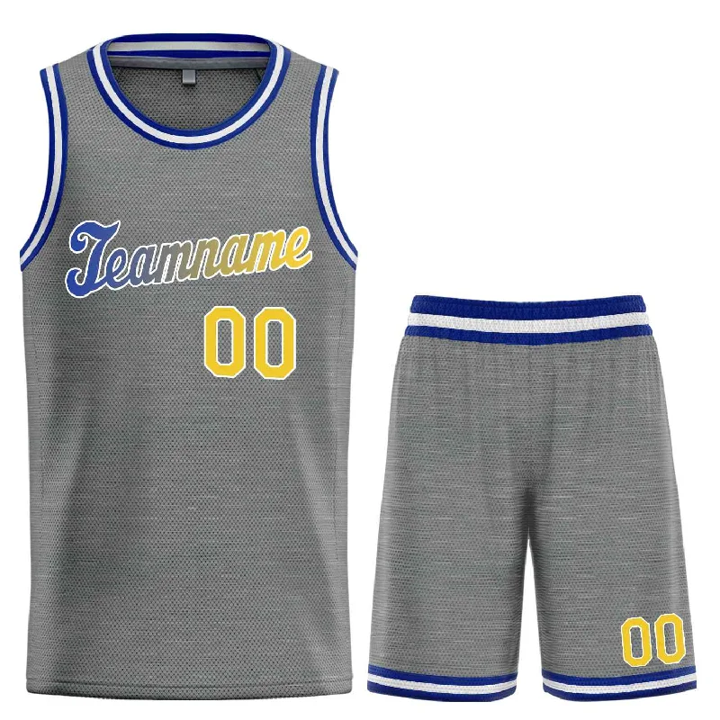 Custom Dark Gray Yellow-White Classic Sets Sports Uniform Basketball Jersey