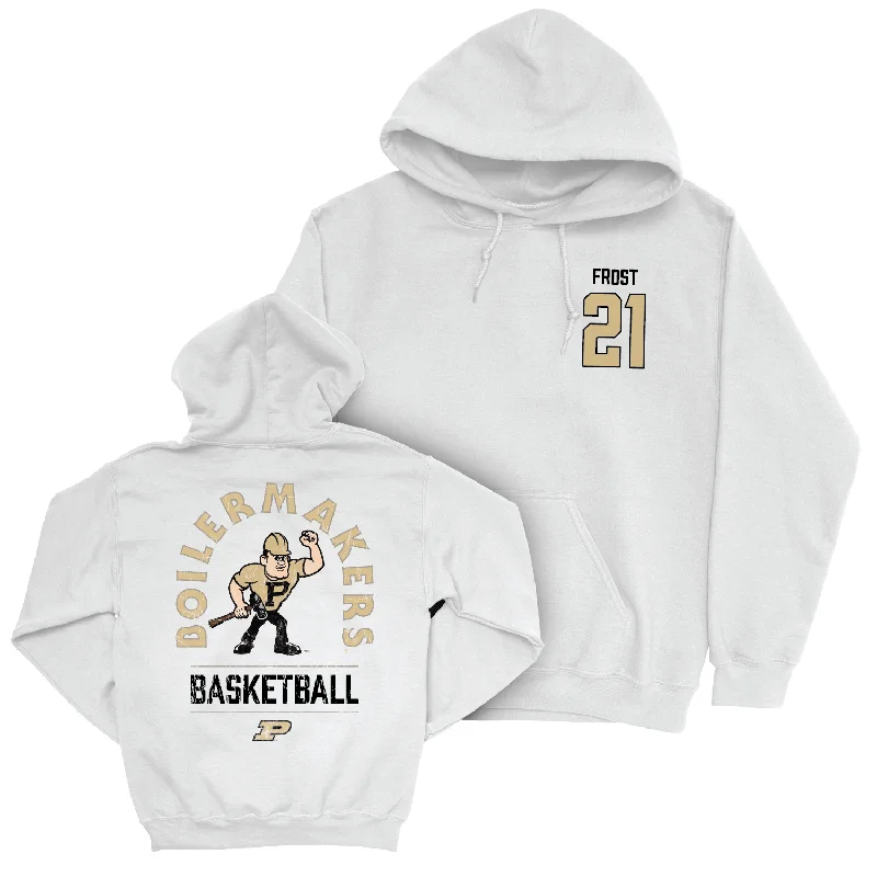 Men's hoodies thermal -Men's Basketball White Mascot Hoodie - Matt Frost | #21