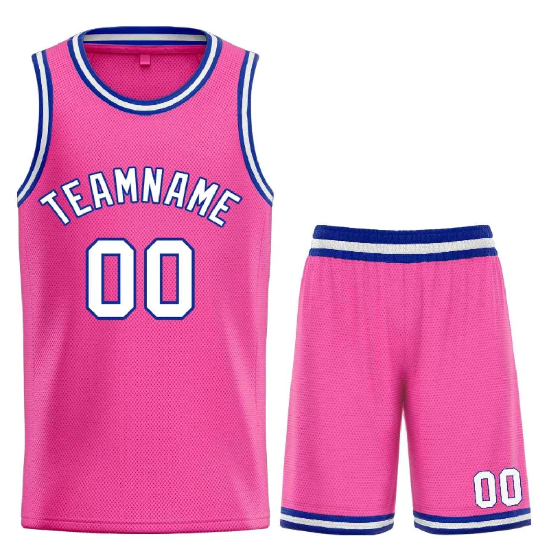 Men's basketball uniform quick dry sale -Custom Pink White-Royal Classic Sets Bull Basketball Jersey