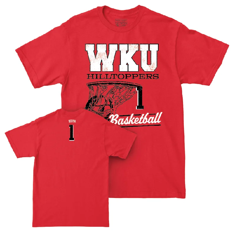 Men's basketball T-shirt trendy collection -WKU Men's Basketball Red Hoops Tee   - Blaise Keita