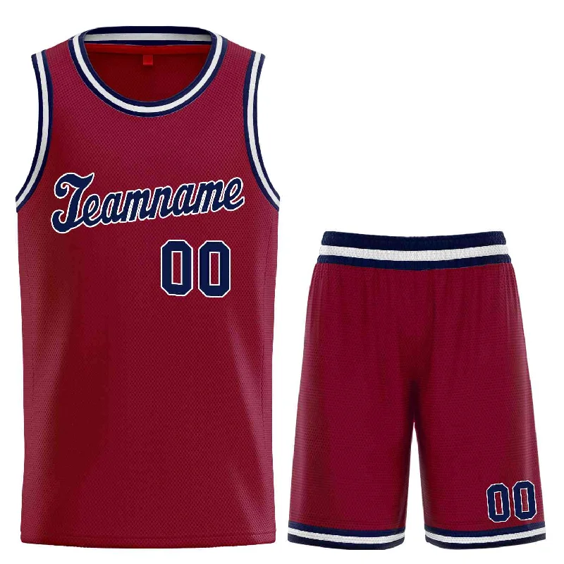 Men's basketball uniform team jerseys -Custom Maroon Navy-White Classic Sets Sports Uniform Basketball Jersey