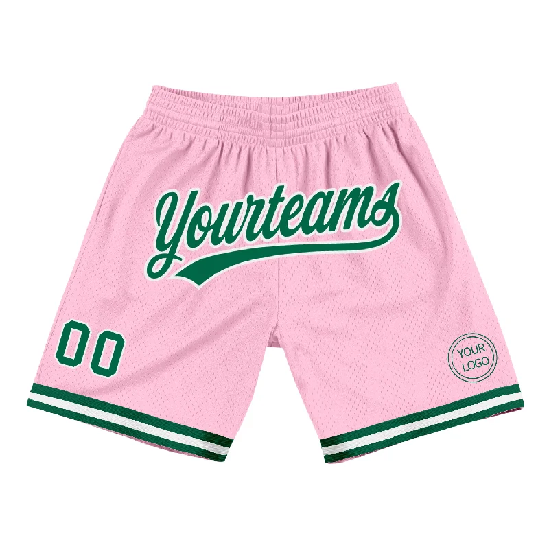 Men's basketball shorts dynamic-elite -Custom Light Pink Kelly Green-White Authentic Throwback Basketball Shorts