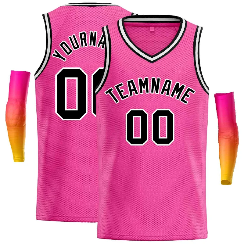 Men's basketball uniform pro deal -Custom Pink Black-White Classic Tops Men Casual Basketball Jersey