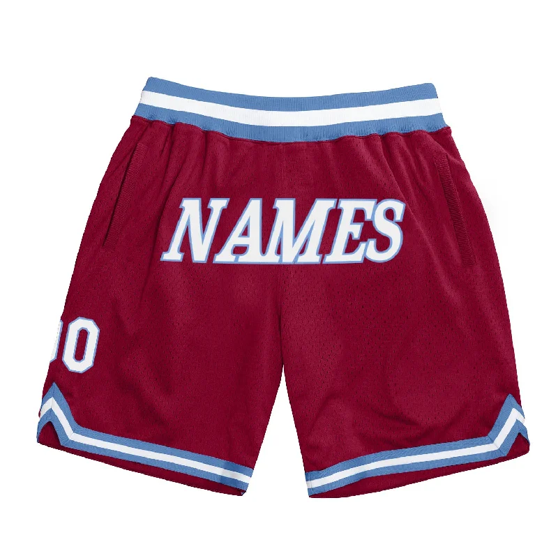 Men's basketball shorts dynamic-hybrid -Custom Maroon White-Light Blue Authentic Throwback Basketball Shorts