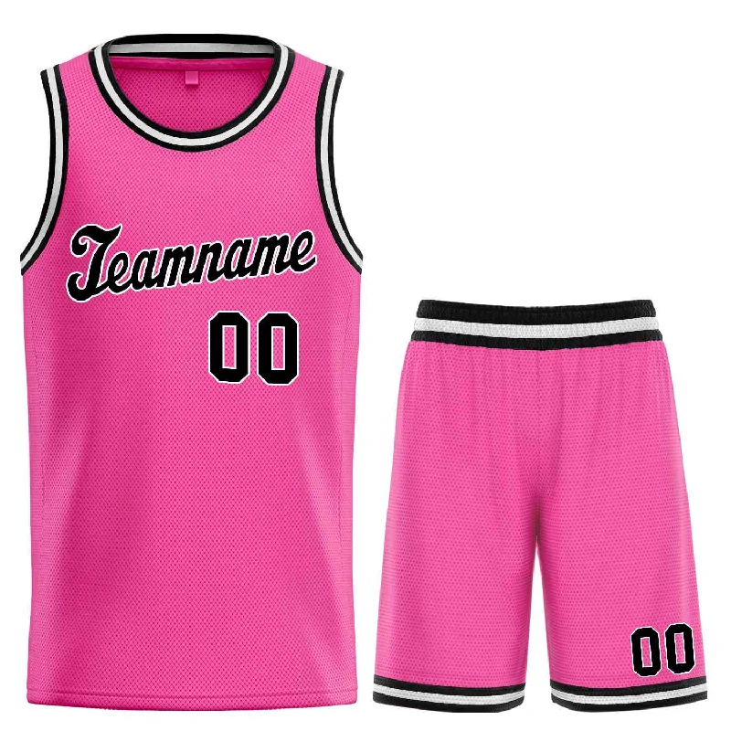 Men's basketball uniform custom fit -Custom Pink Black-White Classic Sets Sports Uniform Basketball Jersey