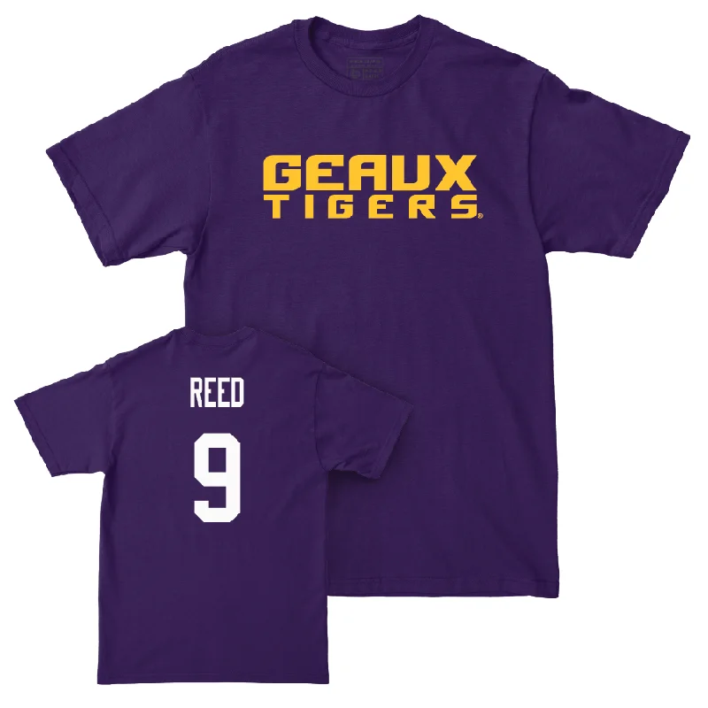 Men's basketball T-shirt rapid dry top -Men's Basketball Purple Geaux Tee - Jalen Reed