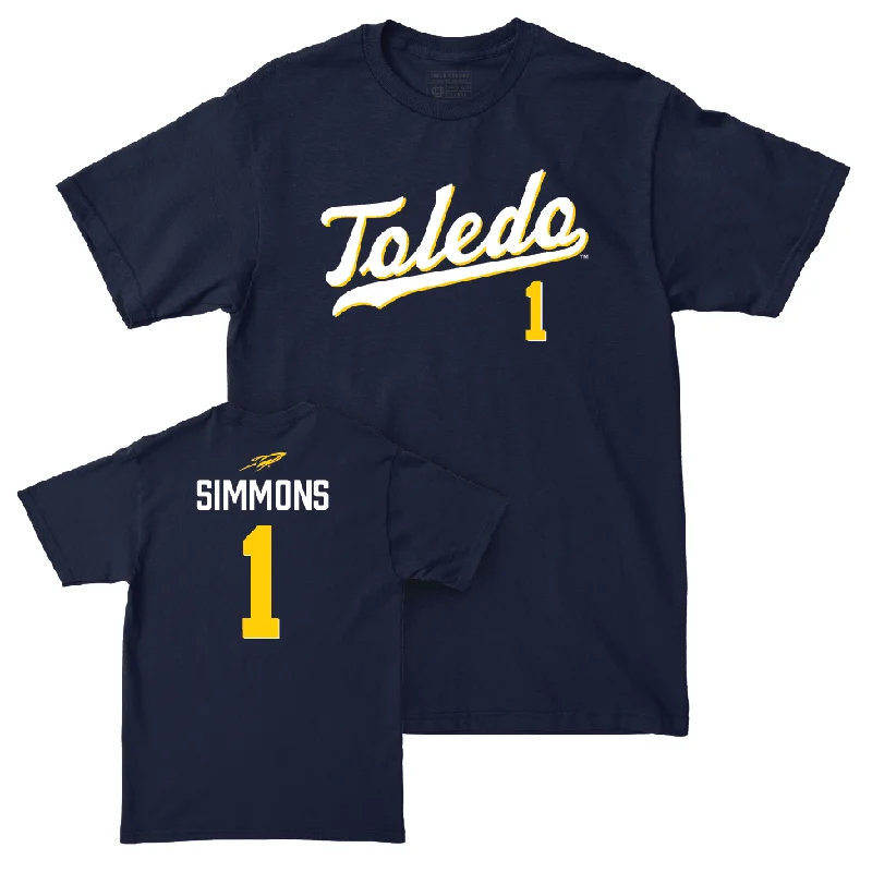 Toledo Men's Basketball Navy Script Tee - Javan Simmons | #1