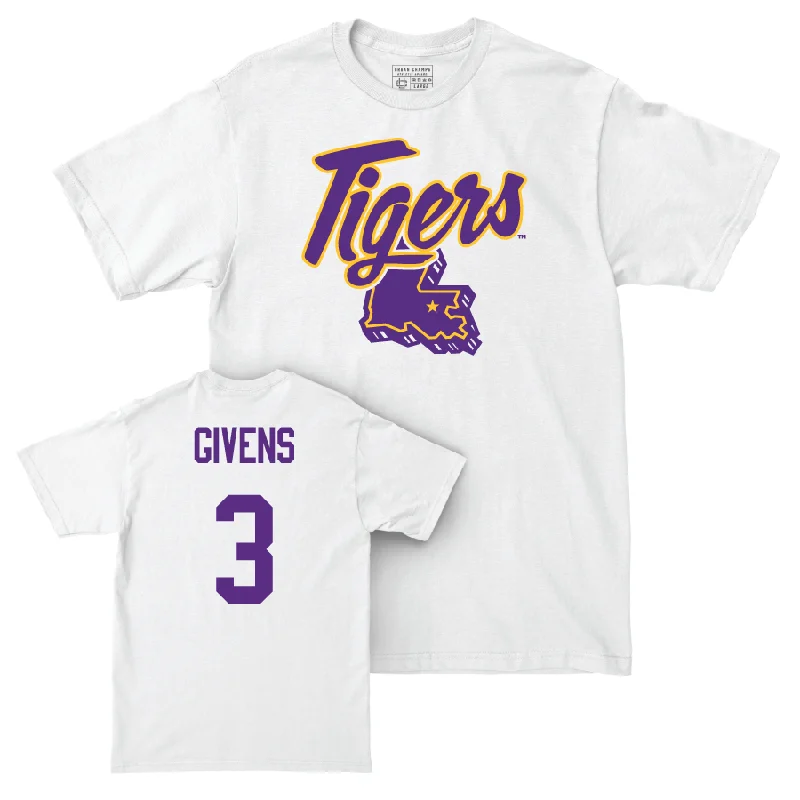 Men's basketball T-shirt squad branding -Men's Basketball White Tiger State Tee  - Curtis Givens