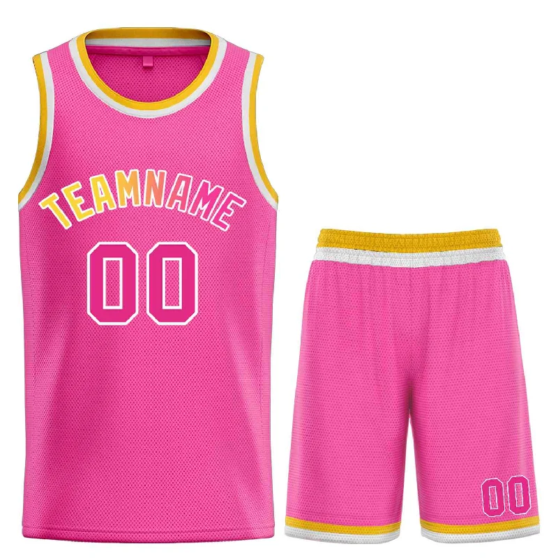 Men's basketball uniform breathable fabric -Custom Pink White Classic Sets Bull Basketball Jersey