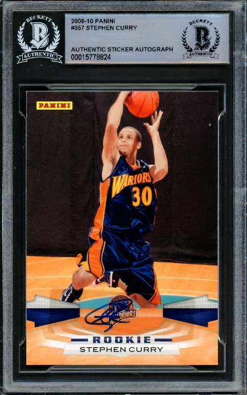 Men's basketball card durable card -Stephen Curry Autographed 2009-10 Panini Rookie Card #357 Golden State Warriors Beckett BAS #15778824