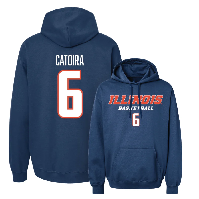 Men's hoodies heavy-duty -Navy Illinois Classic Hoodie  - Irene Catoira