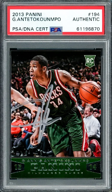 Men's basketball card affordable special -Giannis Antetokounmpo Autographed 2013 Panini Rookie Card #194 Milwaukee Bucks PSA/DNA #61196870