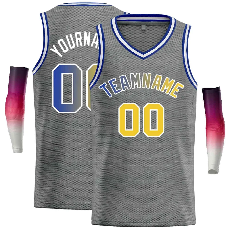 Men's basketball uniform game ready -Custom Dark Gray Royal-White Classic Tops Men Casual Basketball Jersey