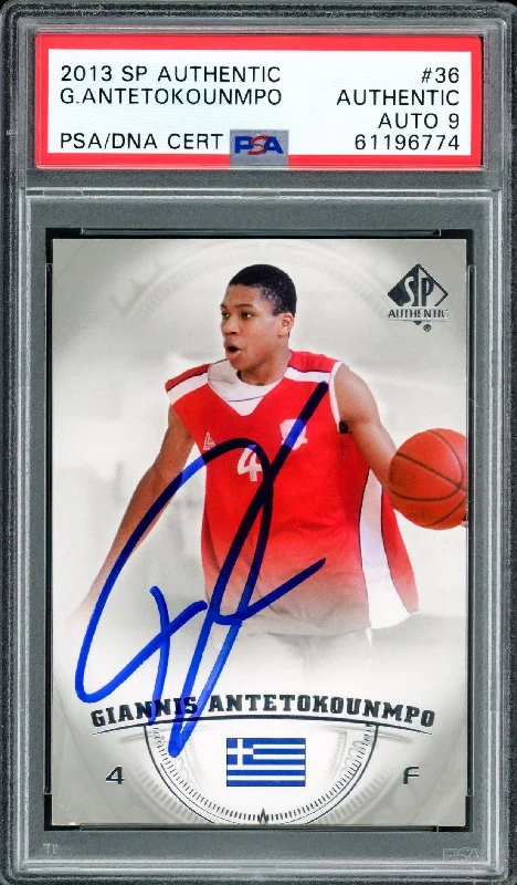 Men's basketball card team package -Giannis Antetokounmpo Autographed 2013 SP Authentic Rookie Card #36 Milwaukee Bucks Auto Grade Mint 9 PSA/DNA #61196774