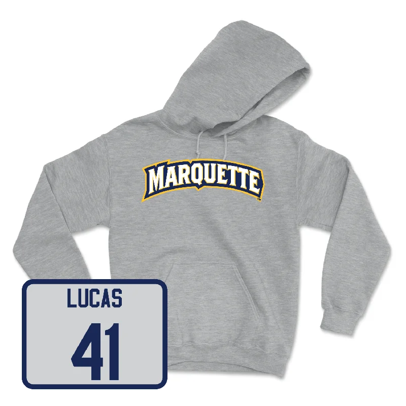 Men's hoodies drawstring -Sport Grey Men's Basketball Wordmark Hoodie - Jonah Lucas