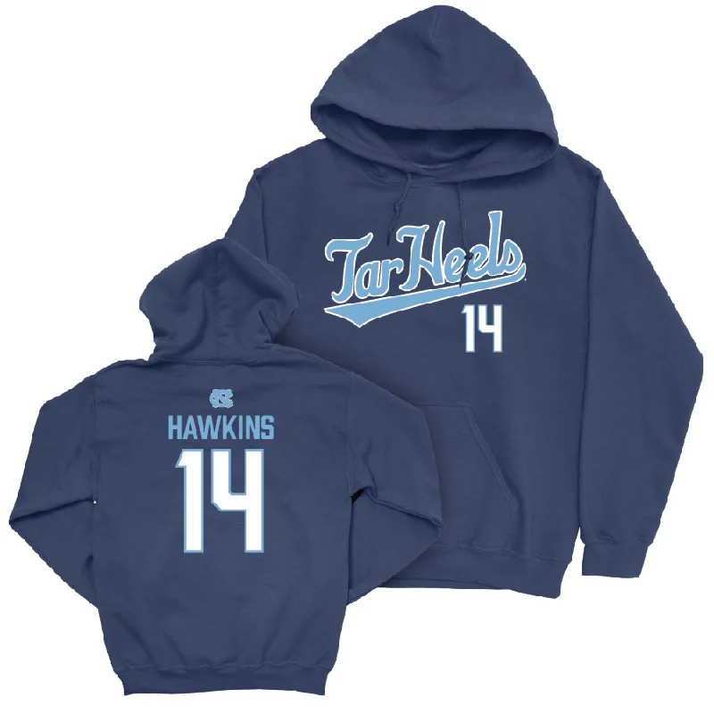 Men's hoodies athletic-cut -UNC Men's Basketball Navy Script Hoodie  - Russell Hawkins