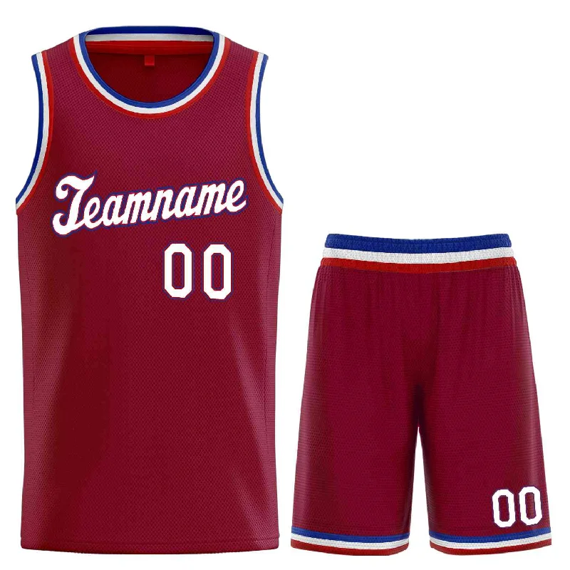 Men's basketball uniform quick dry shorts -Custom Maroon White-Red Classic Sets Sports Uniform Basketball Jersey