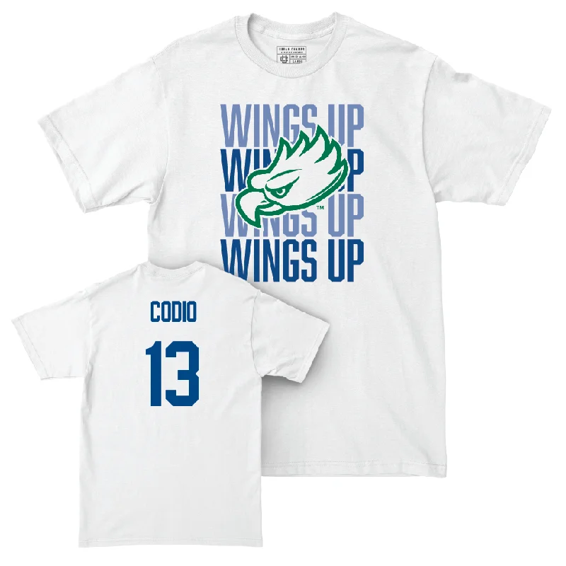 Men's basketball T-shirt sport deal -Men's Basketball White Wings Up Tee - Cameron Codio