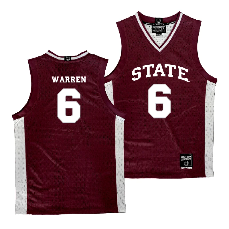 Men's basketball uniform sports outfit -Mississippi State Men's Basketball Maroon Jersey   - Dellquan Warren