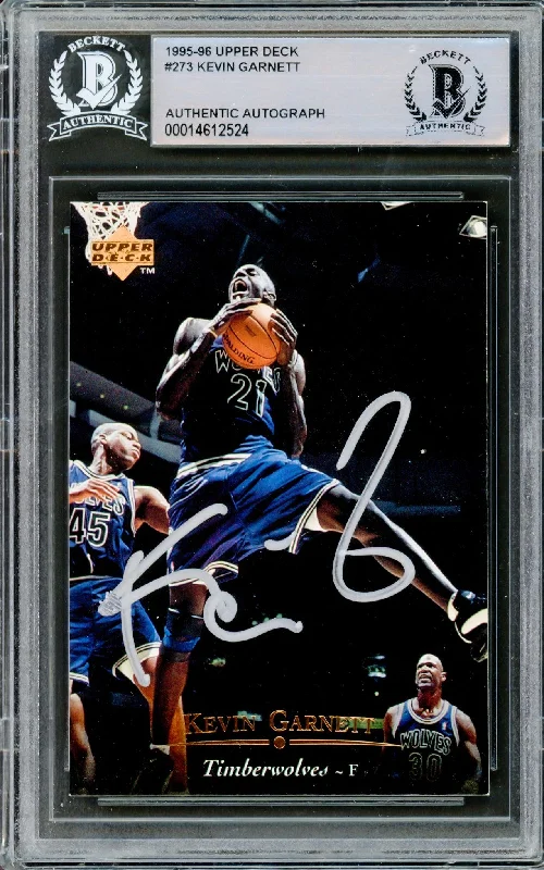 Men's basketball card lightweight lineup -Kevin Garnett Autographed 1995-96 Upper Deck Rookie Card #273 Minnesota Timberwolves Beckett BAS #14612524