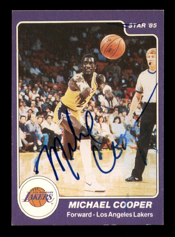 Men's basketball card affordable special -Michael Cooper Autographed 1984-85 Star Card #174 Los Angeles Lakers (Smudged) SKU #213556