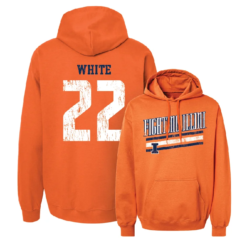 Men's hoodies anti-pilling -Orange Slant Hoodie  - Tre White