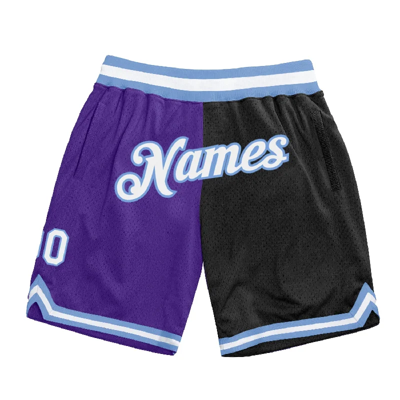 Men's basketball shorts hybrid-urban -Custom Purple White-Black Authentic Throwback Split Fashion Basketball Shorts