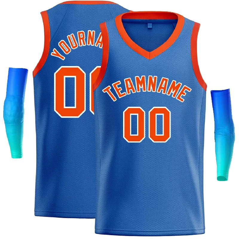 Men's basketball uniform team sale -Custom Blue Orange-White Classic Tops Men Casual Basketball Jersey