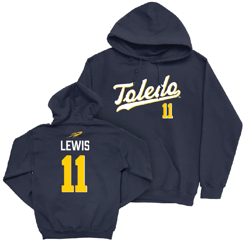 Men's hoodies sustainable -Toledo Men's Basketball Navy Script Hoodie - Samuel Lewis | #11