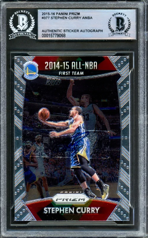 Men's basketball card budget buy -Stephen Curry Autographed 2015-16 Panini Prizm Card #377 Golden State Warriors Beckett BAS #15779068