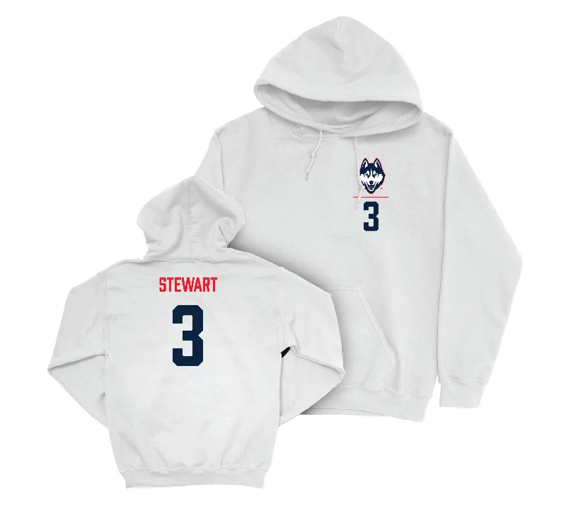 Men's hoodies active-fit -UConn Men's Basketball Logo White Hoodie - Jaylin Stewart | #3