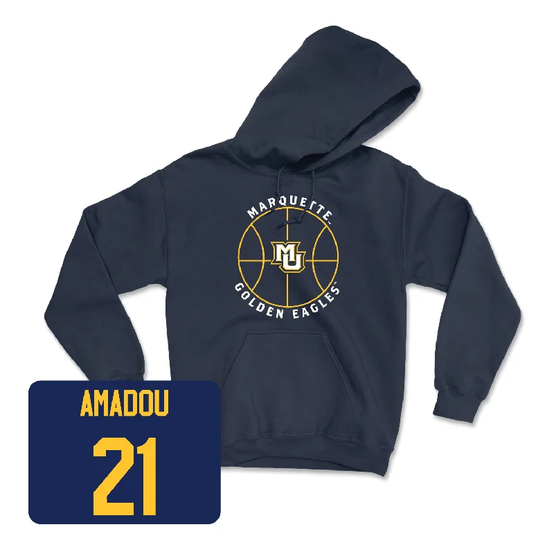 Men's hoodies navy -Navy Men's Basketball Hardwood Hoodie - Alassane Amadou