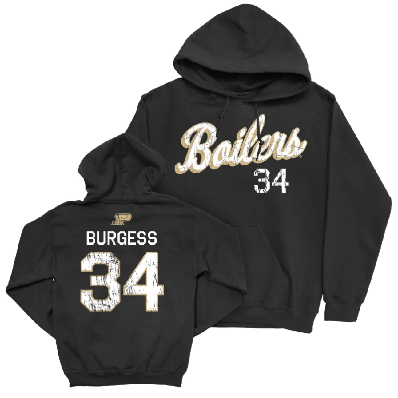 Men's hoodies eco-friendly -Men's Basketball Black Script Hoodie  - Raleigh Burgess