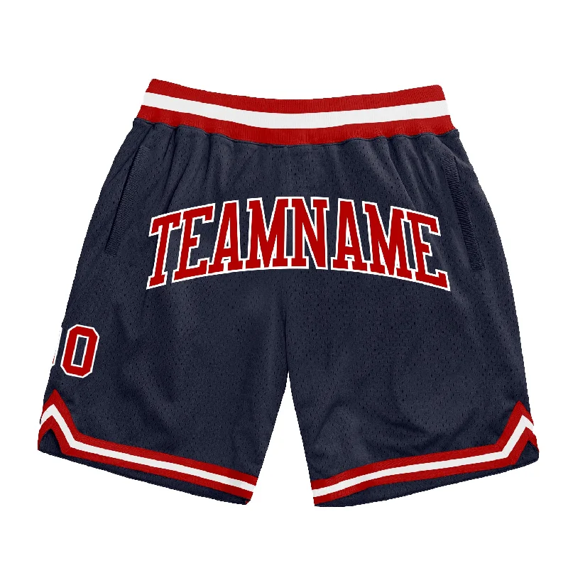 Men's basketball shorts urban-hybrid -Custom Navy Red-White Authentic Throwback Basketball Shorts