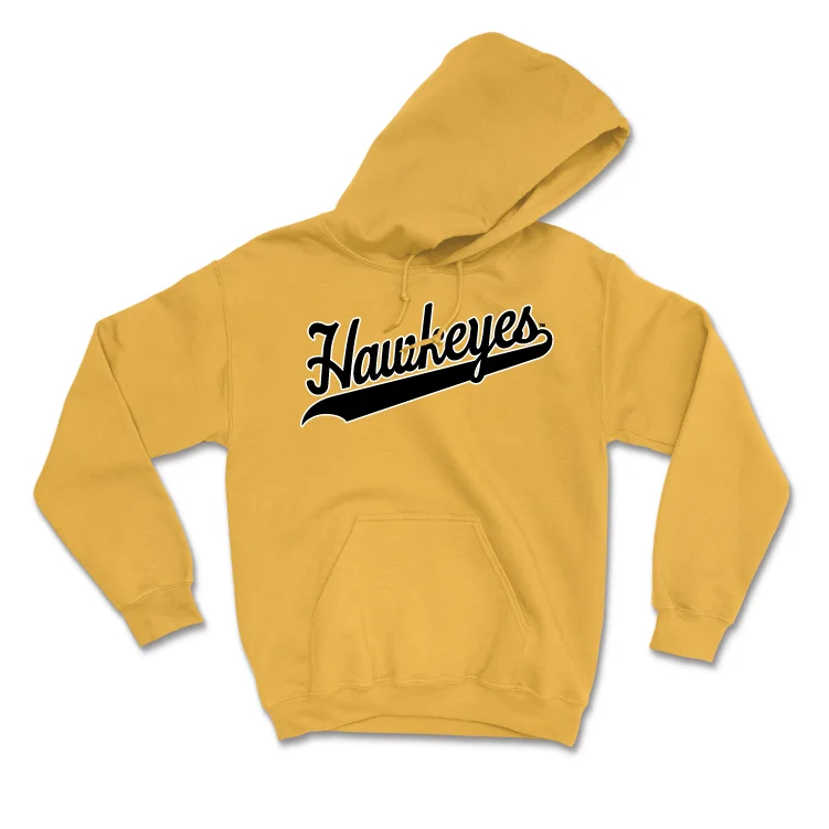 Men's hoodies tear-resistant -Gold Men's Basketball Script Hoodie - Payton Sandfort