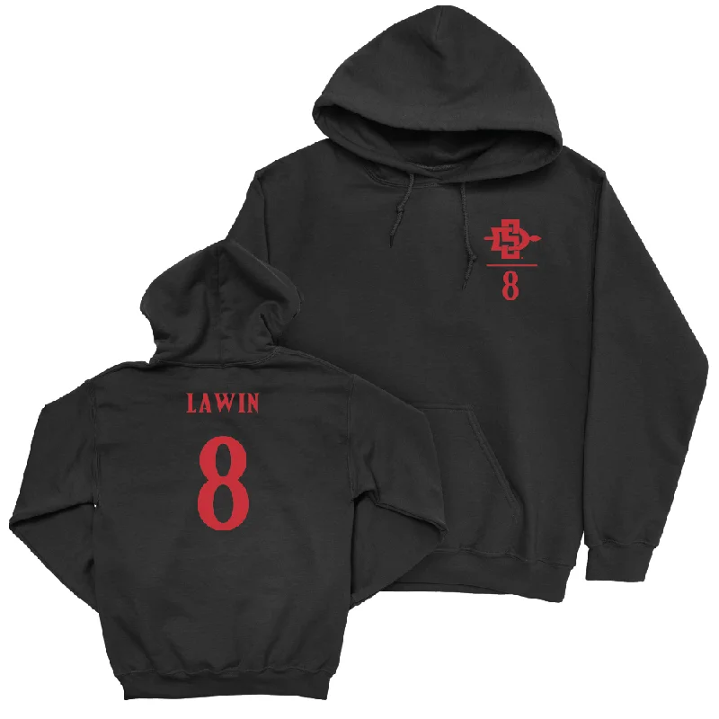 Men's hoodies durable-style -SDSU Men's Basketball Black Logo Hoodie - Cam Lawin #8