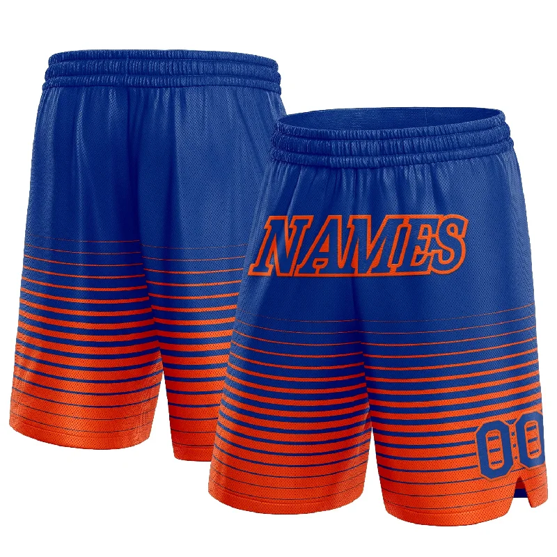 Men's basketball shorts hybrid-team -Custom Royal Orange Pinstripe Fade Fashion Authentic Basketball Shorts