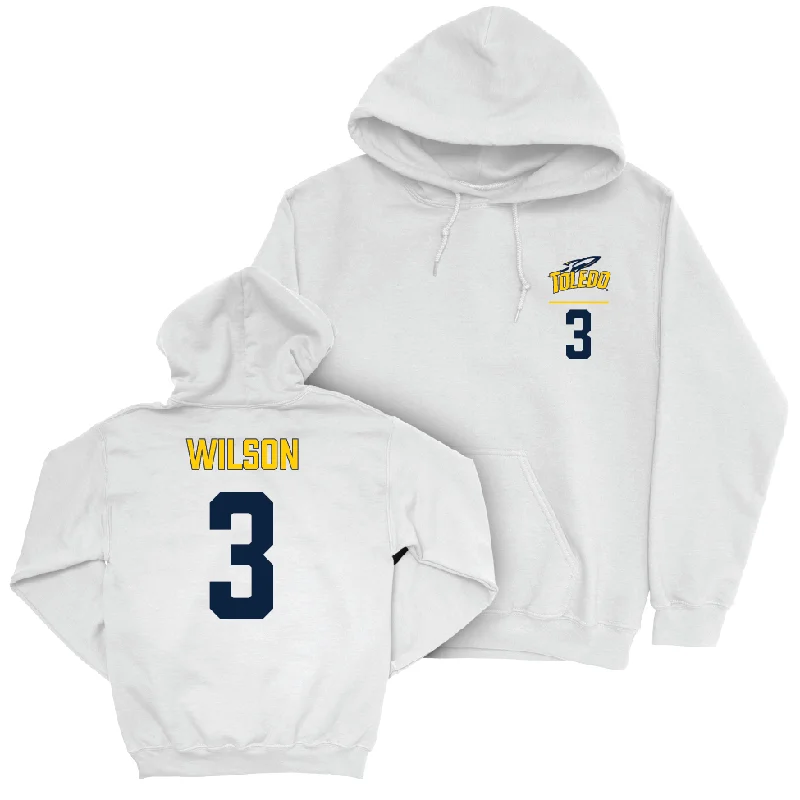 Men's hoodies reversible -Toledo Men's Basketball White Logo Hoodie - Sonny Wilson | #3