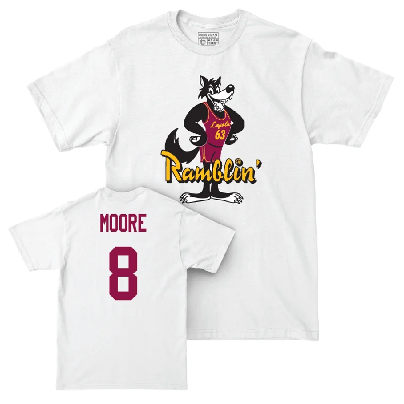 Men's basketball T-shirt pro package -Men's Basketball White Ramblin' Comfort Colors Tee  - Justin Moore