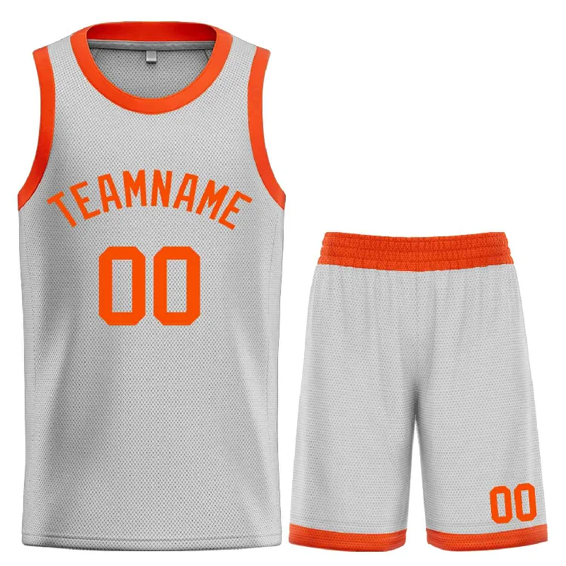 Men's basketball uniform lightweight package -Custom Gray Orange Classic Sets Bull Basketball Jersey