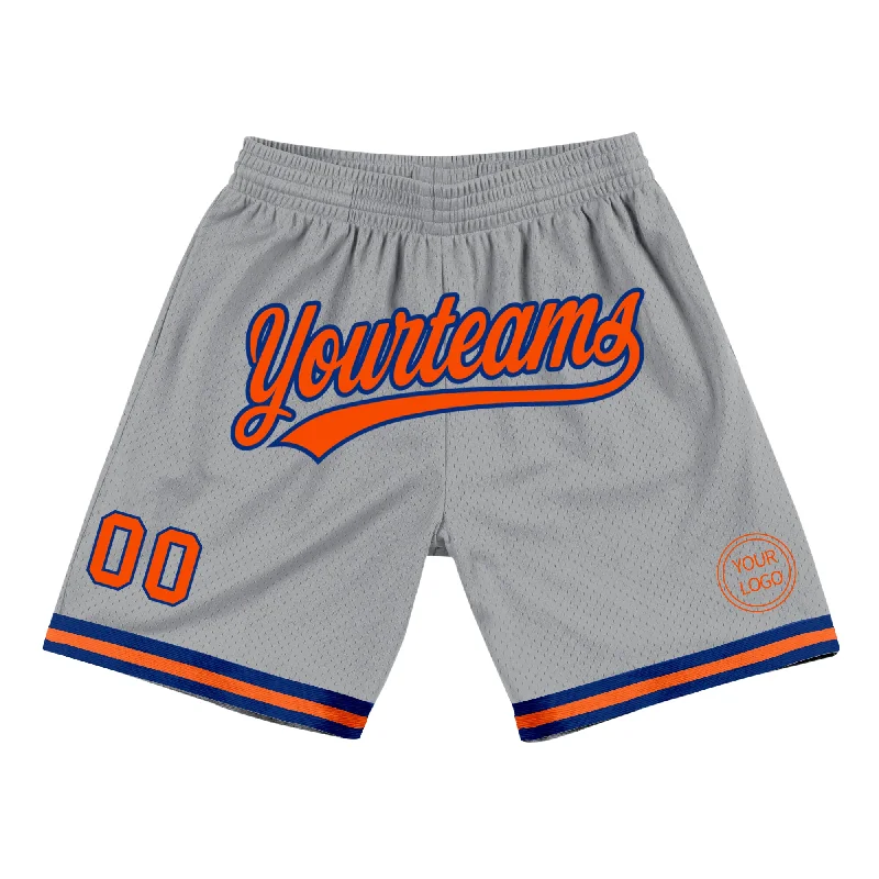 Men's basketball shorts urban-sleek -Custom Gray Orange-Royal Authentic Throwback Basketball Shorts