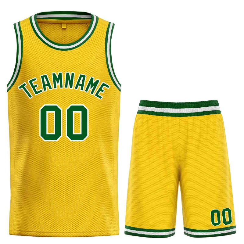 Men's basketball uniform custom set -Custom Yellow Green-White Bull Classic Sets Basketball Jersey