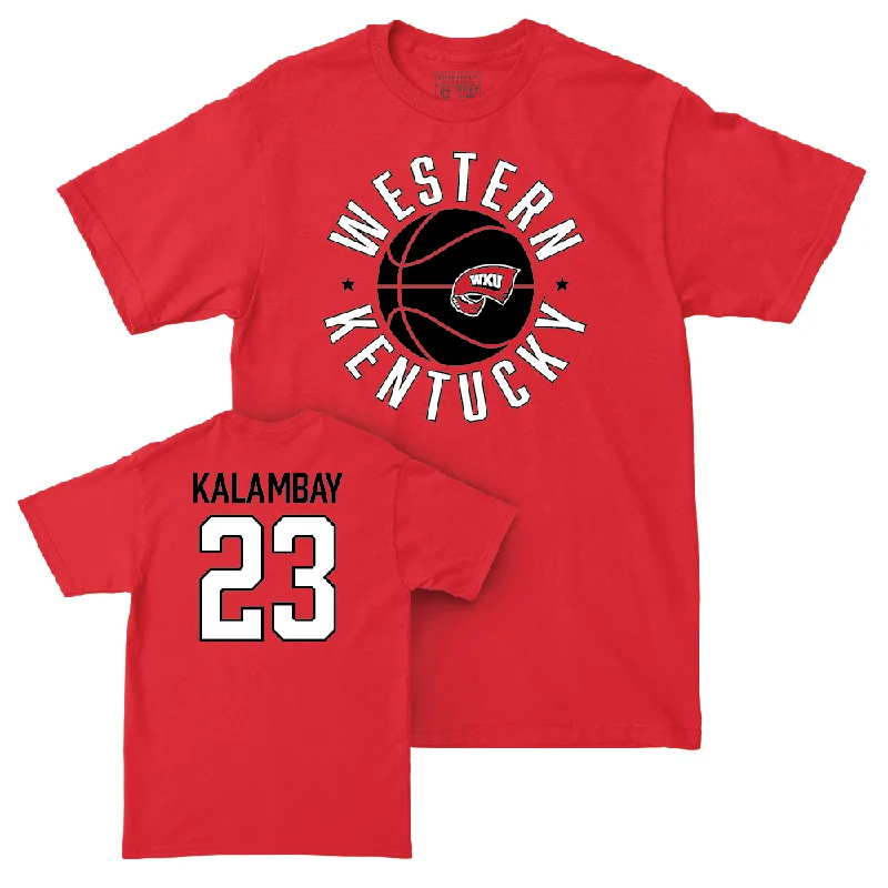 Men's basketball T-shirt bold statement -WKU Men's Basketball Red Hardwood Tee - Enoch Kalambay | #23