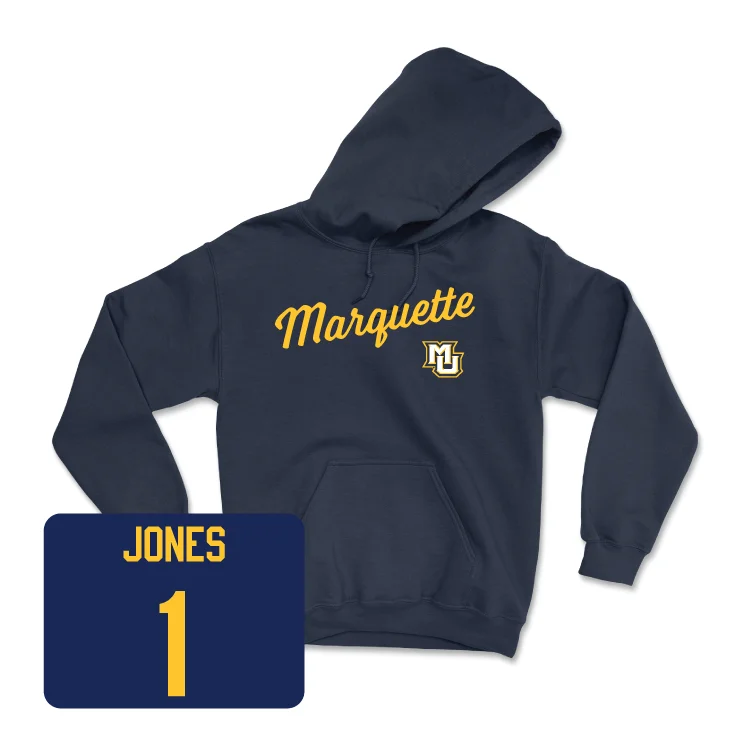 Men's hoodies neon -Navy Men's Basketball Script Hoodie - Kameron Jones