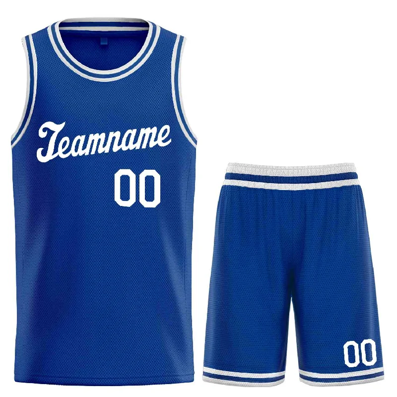 Men's basketball uniform athletic wear -Custom Royal White Classic Sets Sports Uniform Basketball Jersey