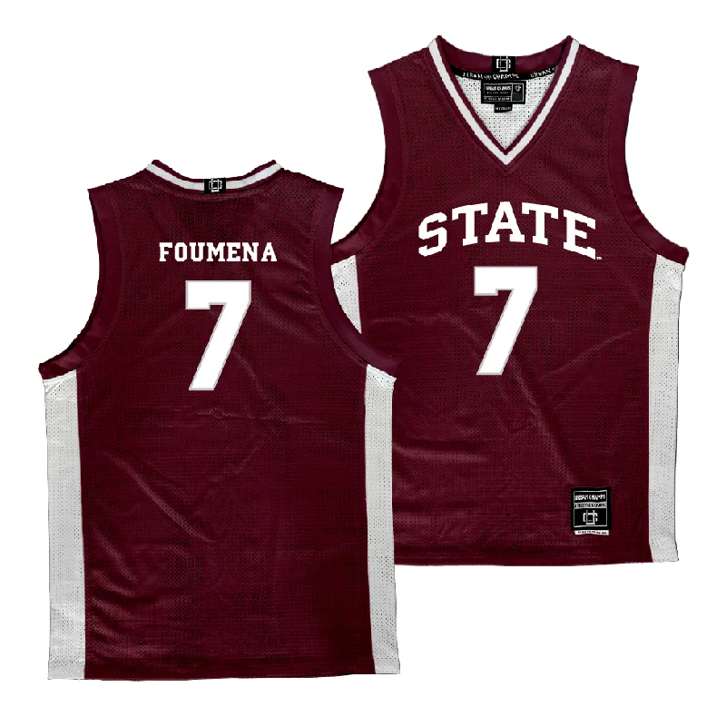 Men's basketball uniform quick dry clothing -Mississippi State Men's Basketball Maroon Jersey  - Jeremy Foumena